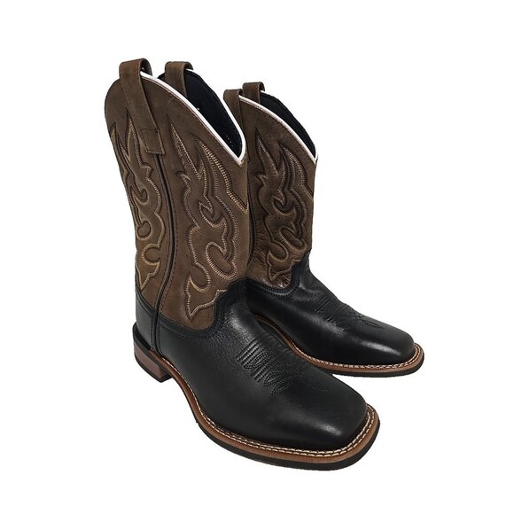 Laredo Men's Lodi Square Toe Cowboy Western Boot 7877 Black Brown Size 9 EW - Picture 1 of 7